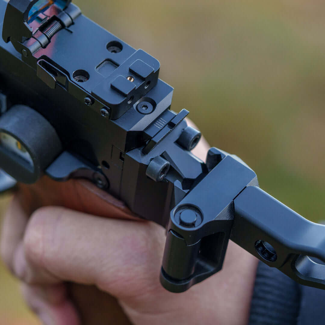 Buttstock Adapter | CNC ALU | black anodized | Huben GK1 – Buttstock Adapter | CNC ALU | Black Anodized | Huben GK1 Tactical upgrade for your GK1 setup. This custom buttstock adapter allows you to attach a shoulder stock to your Huben GK1 EU version – for