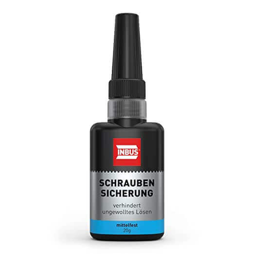 INBUS® 74100 medium-strength screw lock, 20g — Made in Germany – INBUS screw lock, medium-strength Hand-tight after approx. 2 - 10 minutes for active materials; after approx. 10 - 30 minutes for passive materials. Final hard after approx. 8 hours INBUS: H