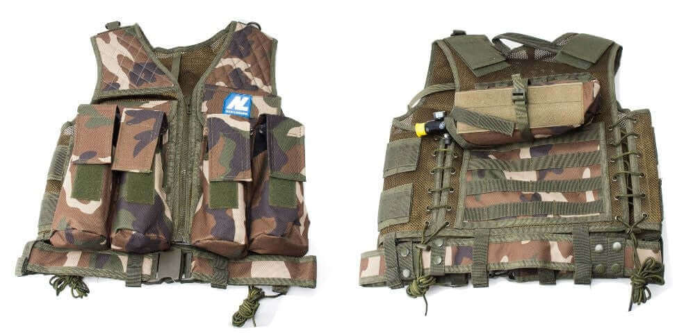 New Legion Tactical Vest Carrier woodland – New Legion Tactical Vest Carrier – Woodland 🦺 All-in-one vest: battle pack, tank carrier, tool bag & backpack🎯 Extra protection for chest & back🧰 Multiple pockets for tools, CO₂ capsules, provisions & more🔄
