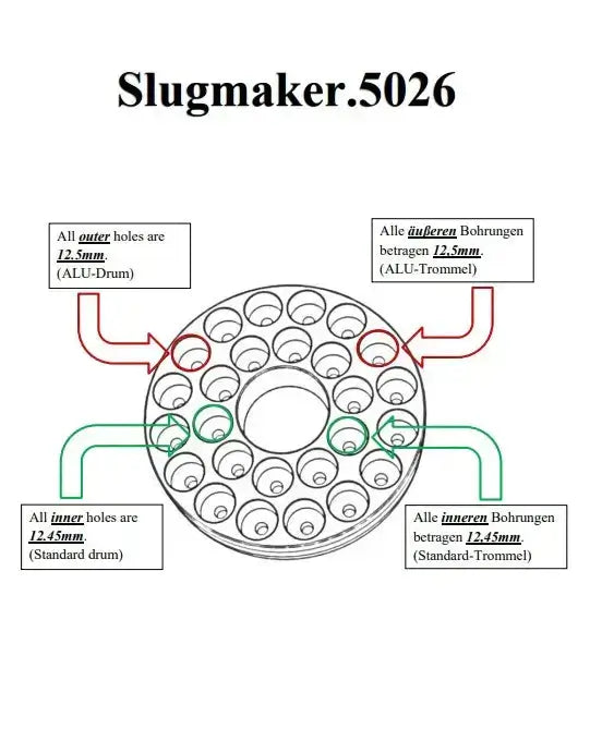 Slugmaker 50.26, for HDR50, DIY Hot Glue Bullets, NEW VERSION 12.45 and 12.5D – Slugmaker 50.26 DIY Hot Glue Ammo Mold HDR50 TR50 12.45 + 12.50mm 26 Rounds ✔️ Make Your Own Slugs🔧 Dual Bore Sizes: 12.45mm + 12.50mm💥 Up to 26 Shots Per Mold📦 Includes Pi