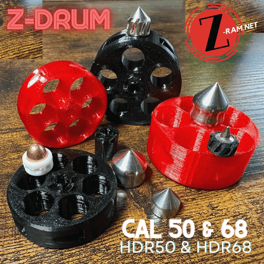 Z-RAM Z-DRUM Tuning Drum for Umarex T4E TR68 HDR68 (Z.68s fits!) BLACK – Z-RAM Z-DRUM for Umarex HDR68 / TR68 – Extended Drum for Long Projectiles If you want to shoot our sharp and heavy Z.68s steel projectiles from your Umarex HDR68 or TR68, the standar