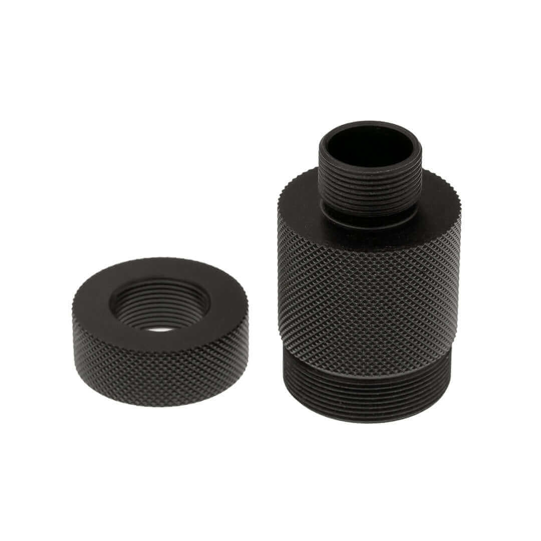HP MAX 1 | HP MAX 2 | Challenger BULLPUP .357/.45/.50 | BLACK – Silencer Adapter | HP MAX 1 & 2 | Challenger BULLPUP | BLACK Ready to silence the beast? DonnyFL ready in seconds. This precision-made adapter lets you mount a DonnyFL silencer onto your AEA