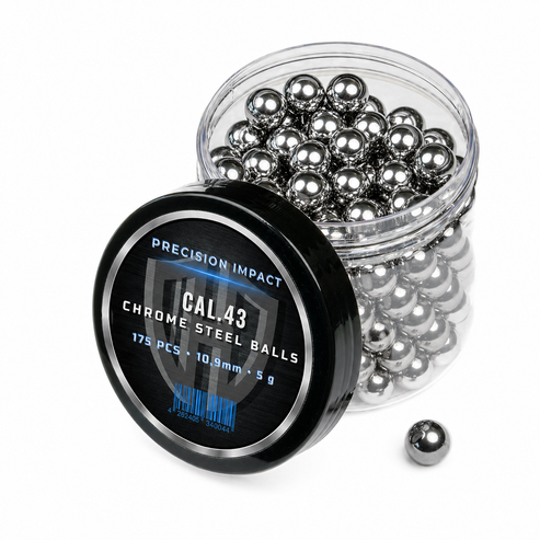 175x CHROME STEEL BALLS CAL.43 PRECISION IMPACT  Walther PPQ TPM1  Glock17 5g