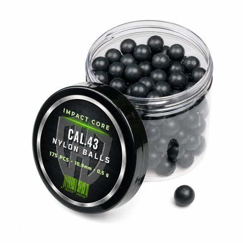 175x NYLON BALLS Cal.43 IMPACT CORE Walther PPQ  TPM1 Glock  Hard plastic 0.5g