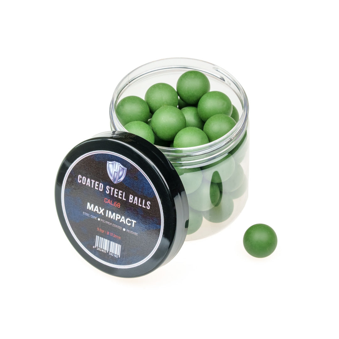 45x COATED STEEL BALLS  9.9g  Steel core with plastic jacket 17.3mm  HDR68  HDS68  HDX68  HDB68 Pistelle X-68  TC 68 Cal.68 - GREEN