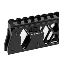 Rail Picatinny réglable 11 à 21 mm Picatinny HP MAX 1 HP MAX MK2 jusqu'à 12 chargeurs parfait pour les pièces et accessoires de pistolet de paintball. Découvrez-le dès maintenant sur Z-RAM.net. Utilisez le code promo 5ZRAM. RAIL PICATINNY RÉGLABLE Z-RAM (11mm → 21mm) | Aluminium 7075 | Bla