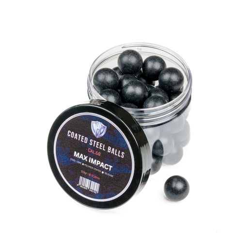 45x COATED STEEL BALLS  9.9g  Steel core with plastic jacket 17.3mm  HDR68  HDS68  HDX68  HDB68 Pistelle X-68  TC 68 Cal.68 - BLACK