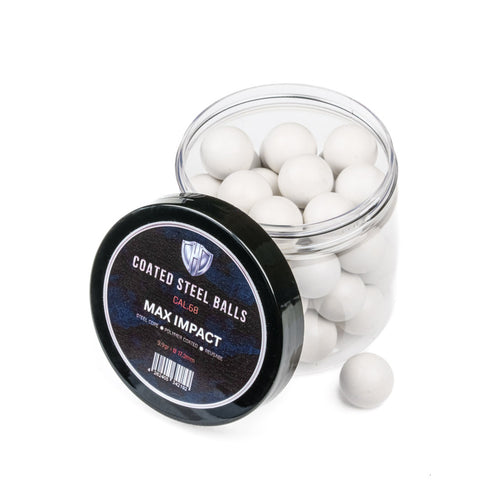 45x COATED STEEL BALLS  9.9g  Steel core with plastic jacket 17.3mm  HDR68  HDS68  HDX68  HDB68 Pistelle X-68  TC 68 Cal.68 -WHITE