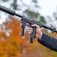 MAG - HOLDER for 11 mm Picatinny only Vertical Grip for Pistelle X-68 in use during tactical training.