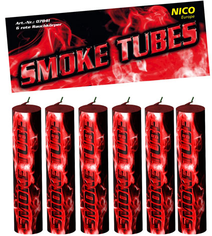 Nico Smoke Tubes / Smoke Bombs / Smoke Generator - 6 pieces - red