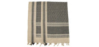 Shemagh / PLO cloth with Fringes - sand/black – ✔️ Shemagh / PLO Tactical Scarf – Sand/Black Classic desert scarf with fringes – reliable protection against sun, dust, and sand. 💥 Details Traditional Shemagh (PLO cloth) with classic fringe design Color:
