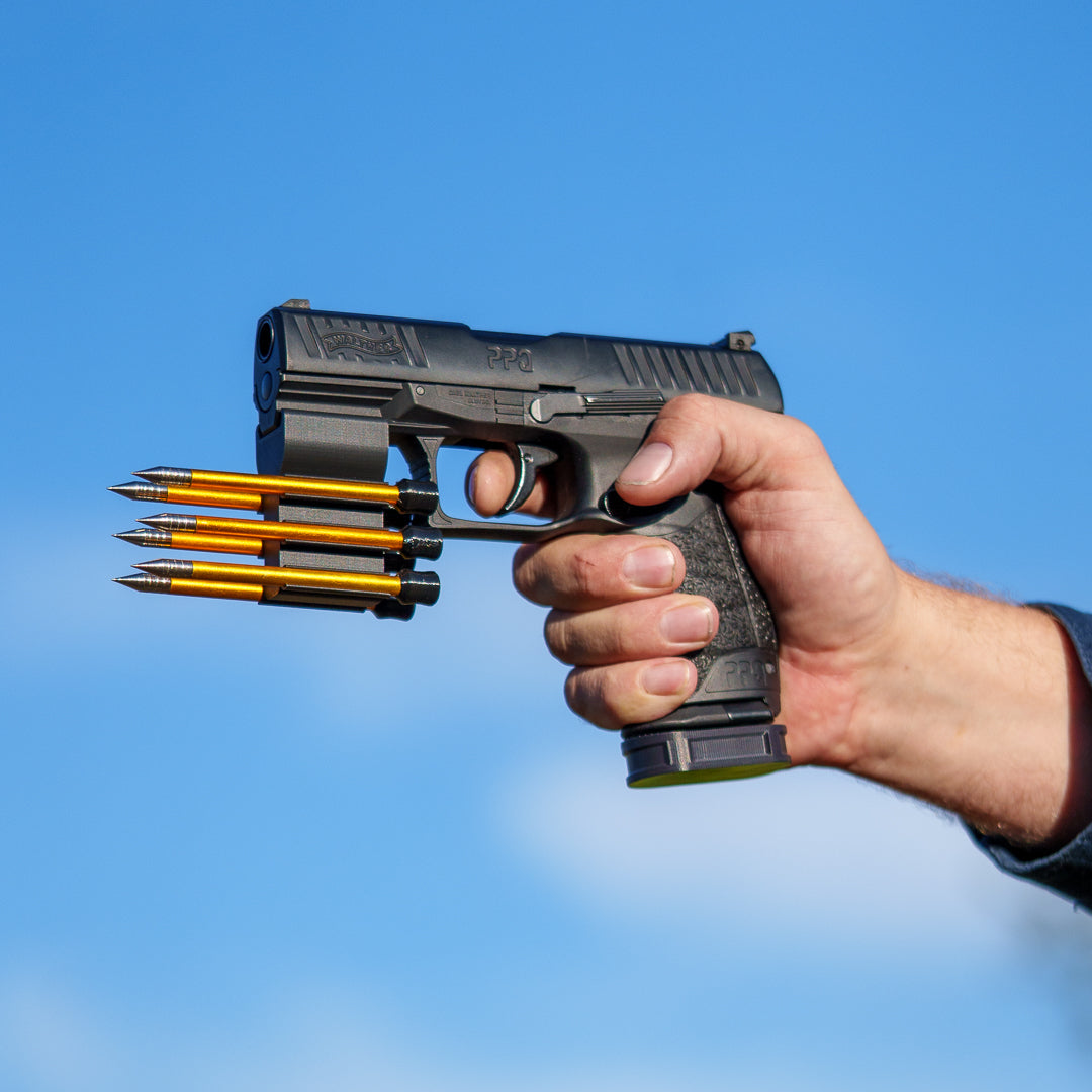 COMBINADO | SOPORTE DE FLECHA | Portaflechas + 6 Flechas | Negro | Walther PPQ M2 | T4E TPM1 | PDP compacto 4